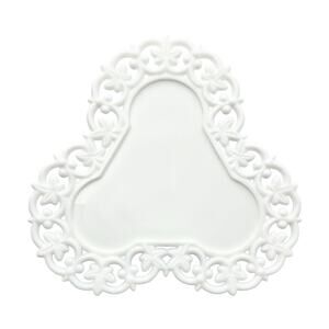 1940s Vintage Triangle Triad Reticulated Milk Glass Dish Plate 8”